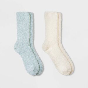 Universal Thread 2pk Cozy Marled Crew Socks - Mint/Ivory (Shoe Size 4-10)